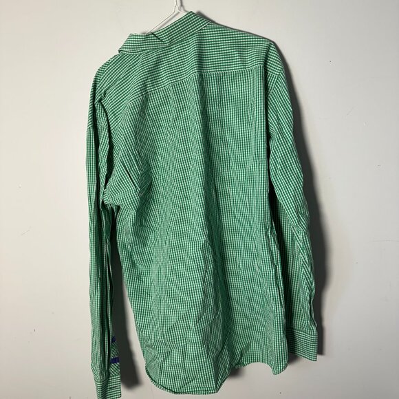 EUC Jeremy Argyle NYC Mens Long Sleeve Button Up Green White Plaid XL - Picture 3 of 4